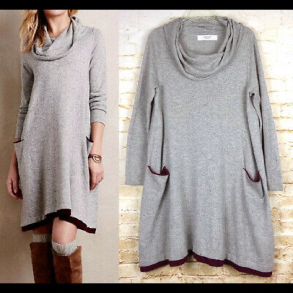 Anthropologie Lambswool cowl neck swing dress